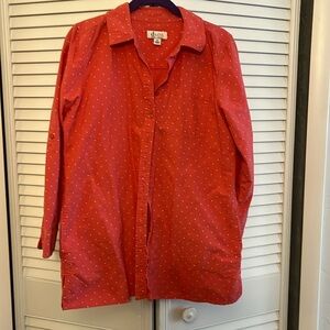 Denim & Company (d & co.)  Polka dot button down tab sleeve shirt/ jacket.  XS
